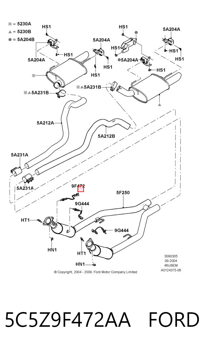 5C5Z9F472AA Ford Sensor de oxígeno previo al catalizador