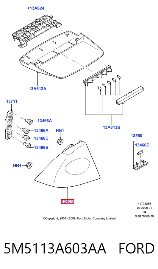 5M5113A603AA Ford Piloto trasero izquierdo
