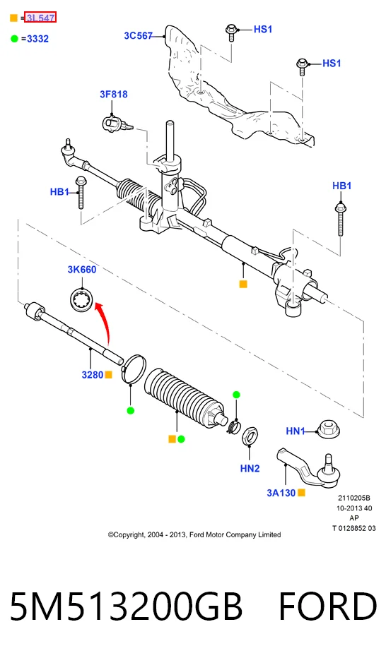 5M513200GB Ford Cremallera caja de direccion