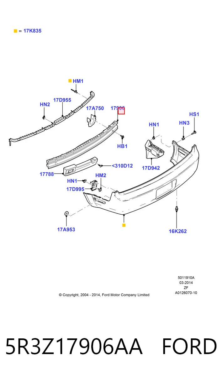 Refuerzo parachoques trasero para Ford Mustang  