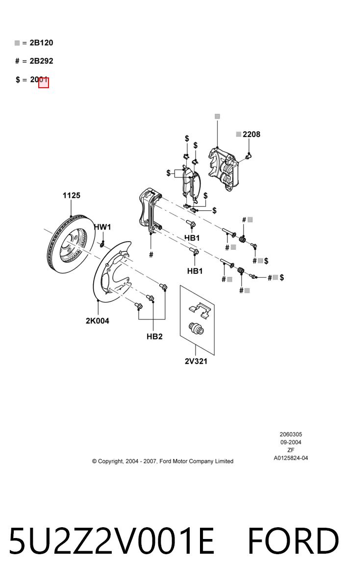 5U2Z2V001E Ford Pastillas delanteras