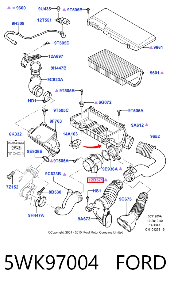 5WK97004 Ford Sensor de flujo de aire