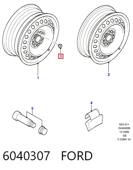 Tuerca de rueda 6040307 FORD