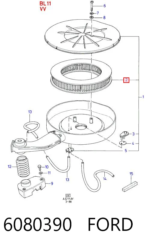 6080390 Ford Filtro de aire de motor