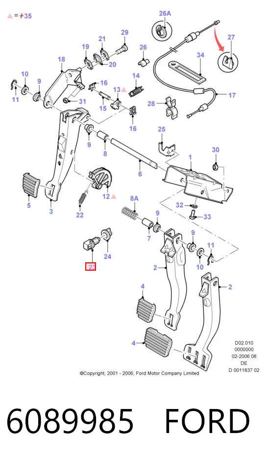 6089985 Ford Interruptor luces de freno