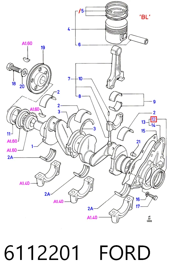 6112201 Ford Anillo retén cigüeñal