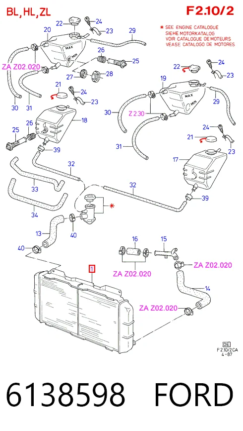 Água radiador Ford Escort III hatchback (GAA, AWA, ABFT, AVA) (1980 - 1985) precio, desde 58,99 EUR