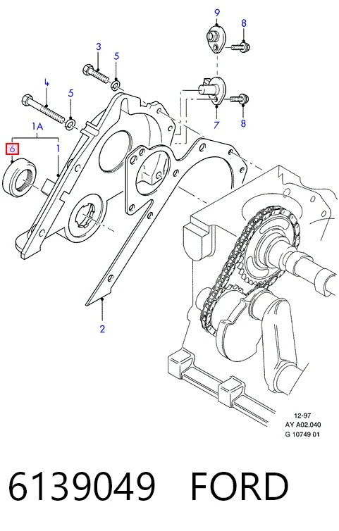 Retén del cigüeñal frontal para Ford Escort III AWA