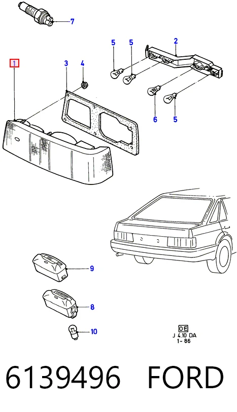 Comprar Piloto trasero derecho Ford Escort IV GAF, AWF, ABFT a bajo precio