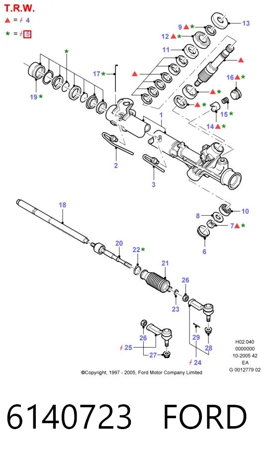 Juego de juntas, mecanismo de dirección para Ford Sierra II GBG, GB4