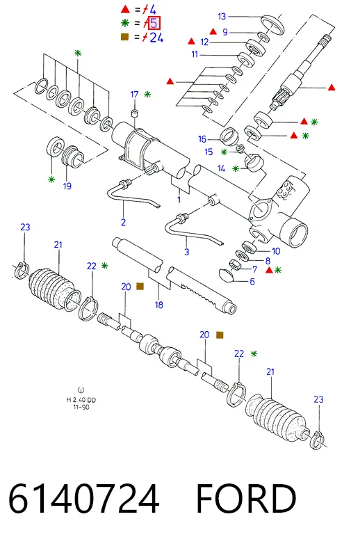 Juego de juntas, mecanismo de dirección Ford Sierra  (1987-1993)