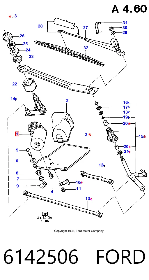 Motor del limpiaparabrisas para Ford Orion II (AFF)