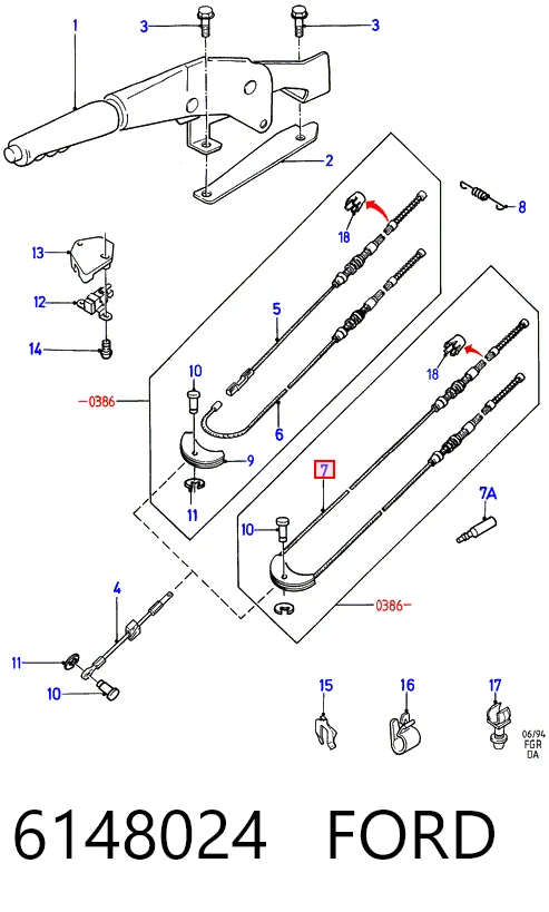 Cable de freno de mano trasero derecho/izquierdo Ford Escort III descapotable (ALD) (1983 - 1985) precio, desde 17,76 EUR