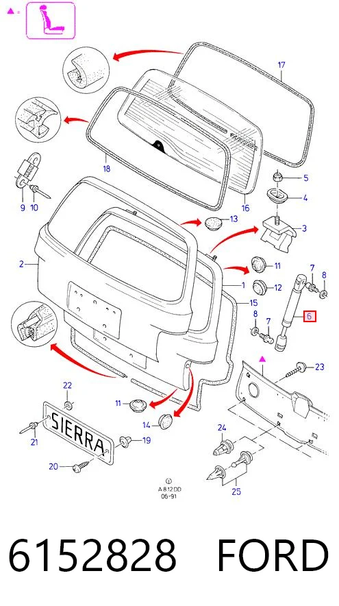 Muelle neumatico maletero Ford Sierra II