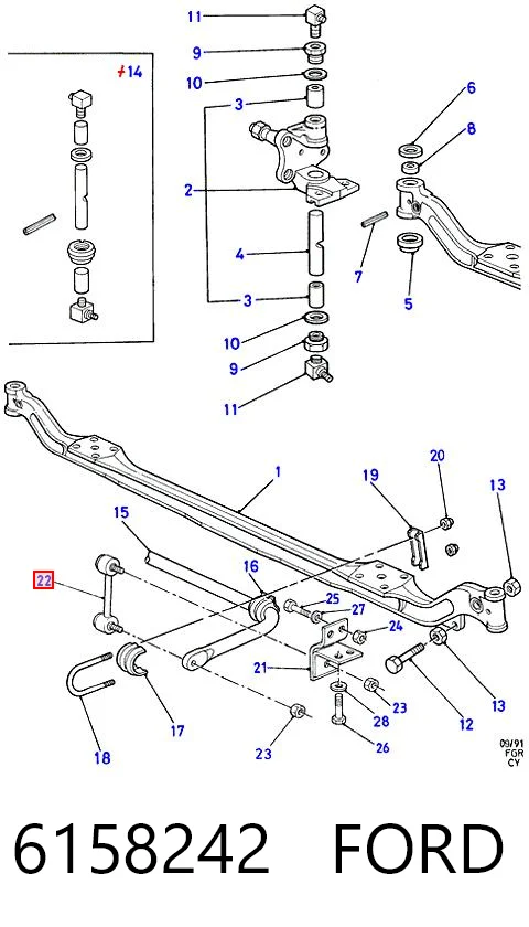 Soporte de la barra estabilizadora delantera Ford Transit  (T)