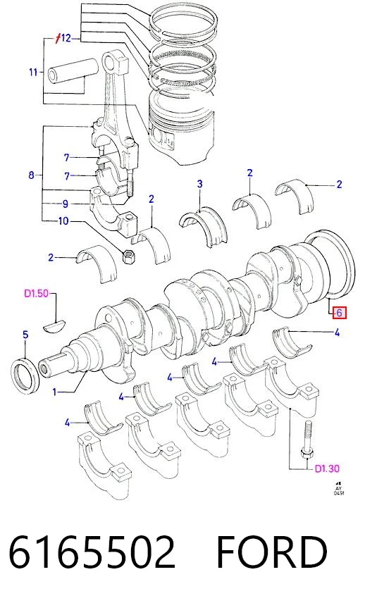 Retén de cigüeñal para Ford Escort GAA, AWA, ABFT, AVA