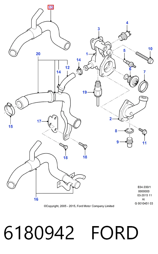 Manguera de refrigeración para Ford Escort IV GAF, AWF, ABFT