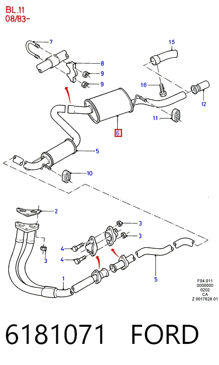 Silenciador trasero para Ford Orion II AFF