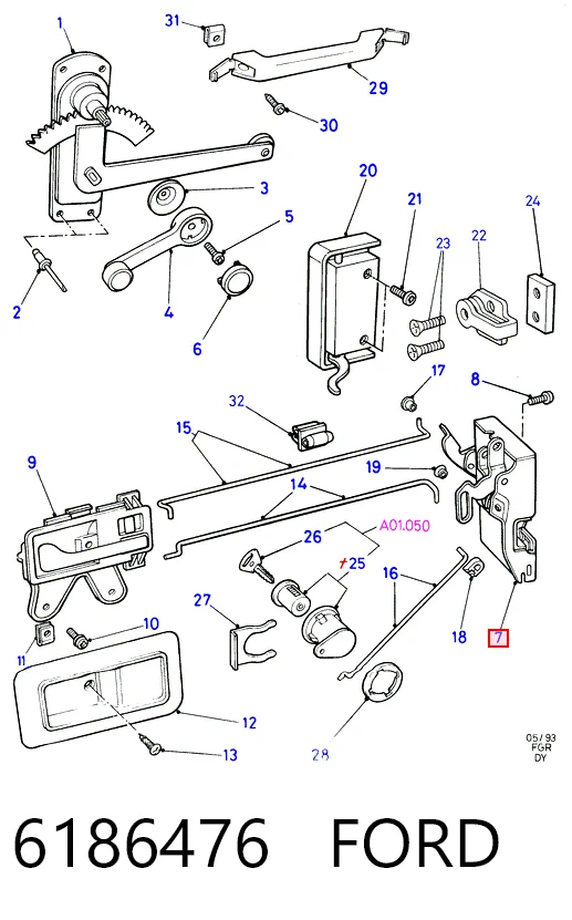Cerradura de puerta Ford Transit  (1985-1992)