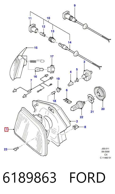 Faro delantero derecho Ford Fiesta Mk3