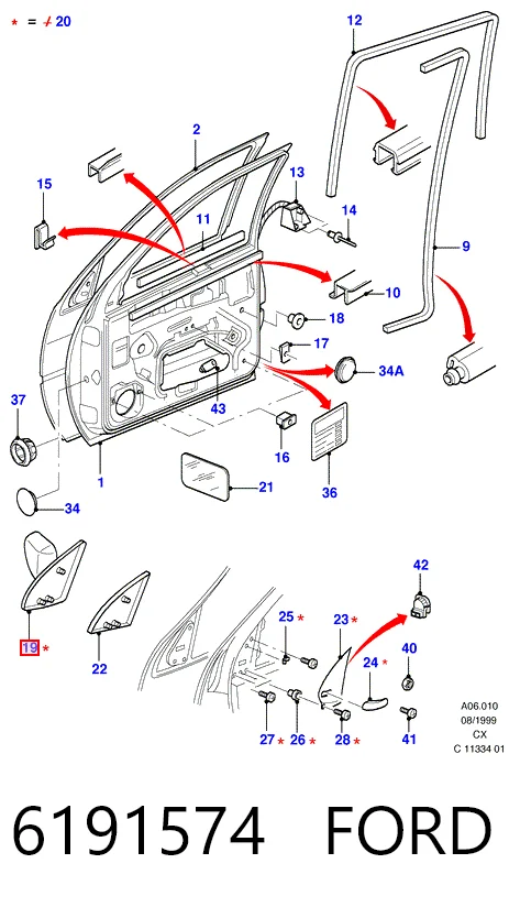 Comprar Espejo de retrovisor izquierdo Ford Fiesta Mk3 GFJ