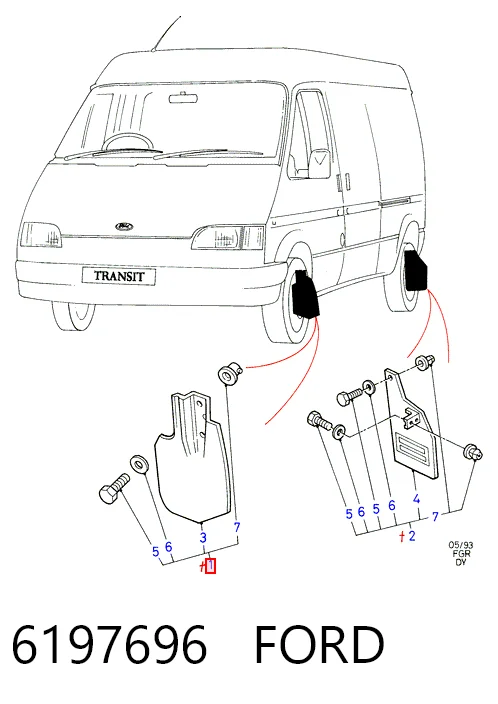 Guardabarros delanteros para Ford Transit E
