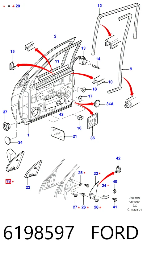  Espejo de retrovisor izquierdo Ford Fiesta 