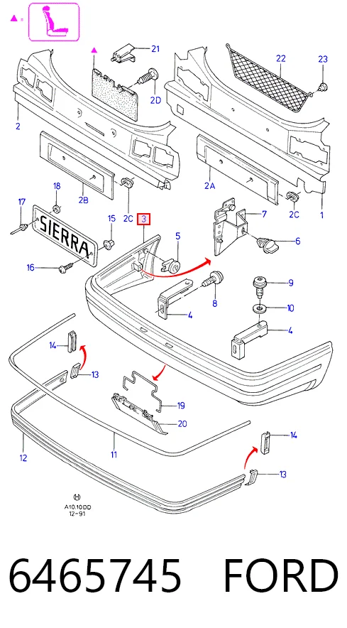 Defensa trasero para Ford Sierra II GBC,GBG