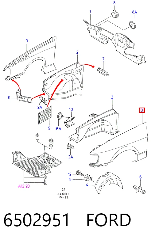 Aleta delantera izquierda Ford Sierra  (1987-1993)