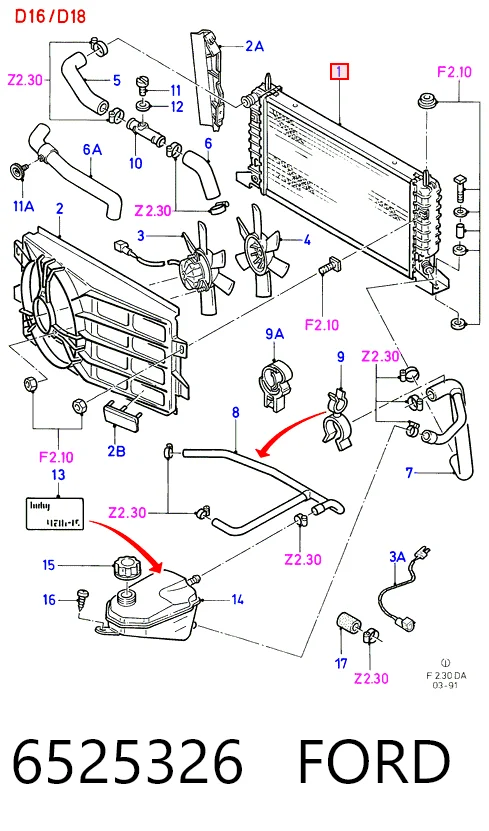 Radiador de agua Ford Escort IV (AWF, AVF)
