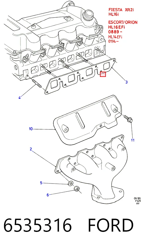  Junta colector escape Ford Escort 3
