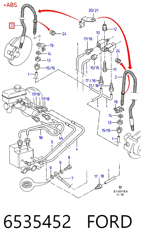 Tubo de frenos delantero para Ford Escort '95 AVL