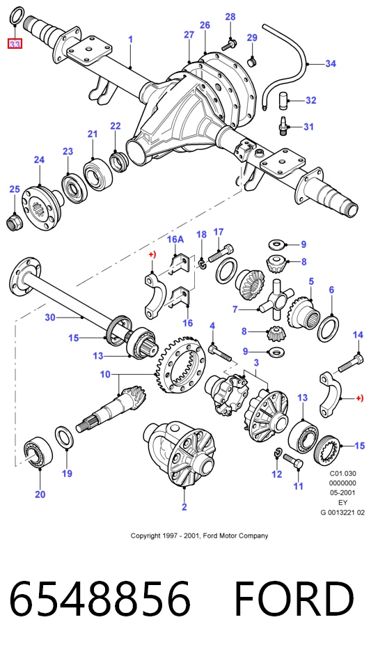 Retén exterior del semieje trasero 6548856 FORD