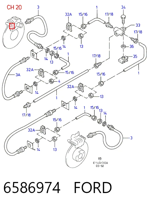 Latiguillos de freno delantero Ford Escort '95 furgoneta (AVL) (1995 - 2001) precio, desde 15,06 EUR