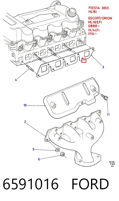 Junta colector joint Ford Fiesta II (1983-1989)