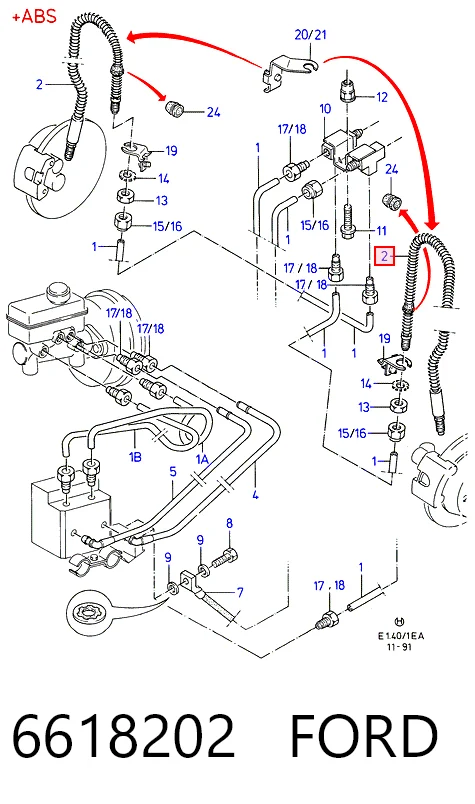  Latiguillos de freno delantero Ford Escort 