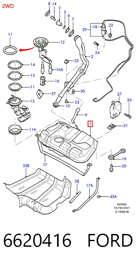 Depósito de gasolina para Ford Escort GAL, ANL