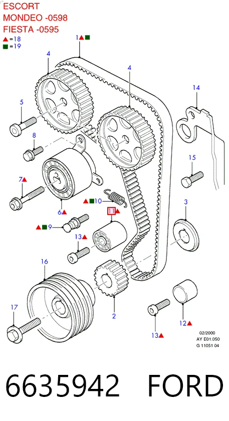 Polea tensora intermedio de correa dentada Ford Mondeo I (1993-1996)