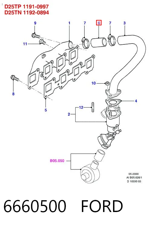 Junta de turbina, inserto flexible 6660500 FORD