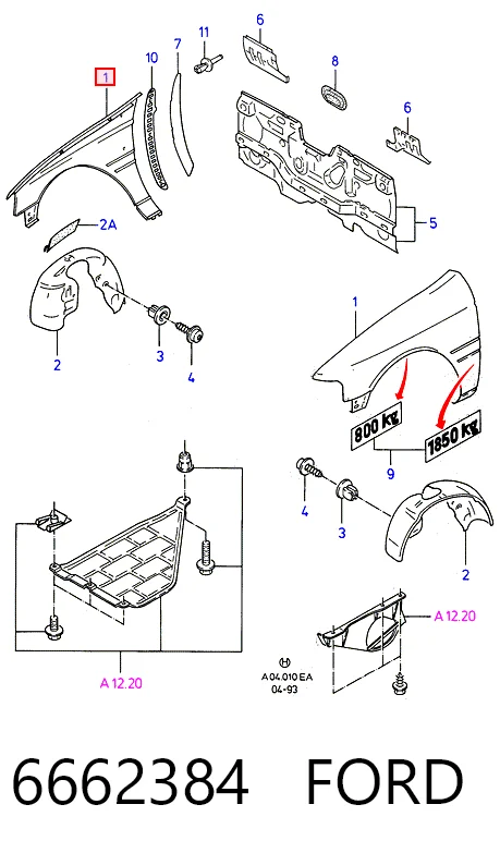 Aleta delantera izquierda Ford Escort V hatchback (GAL) (1990 - 1992) precio, desde 75,22 EUR