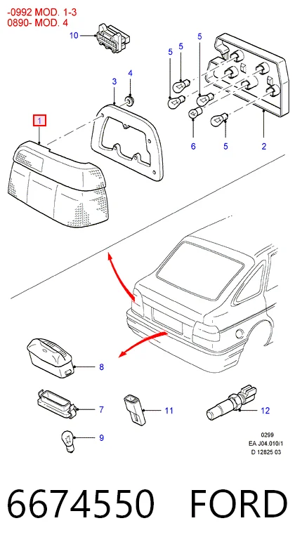 Comprar Piloto trasero derecho Ford Escort V GAL