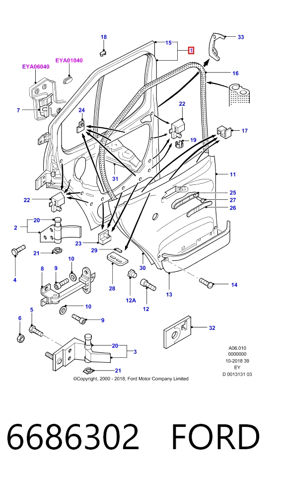 Puerta delantera para Ford Transit IV E