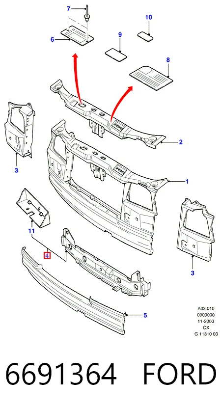 Refuerzo parachoque delantero para Ford Fiesta GFJ