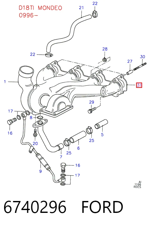 Junta de colector de escape Escort VI hatchback (1992-1995) original desde 7,88 €