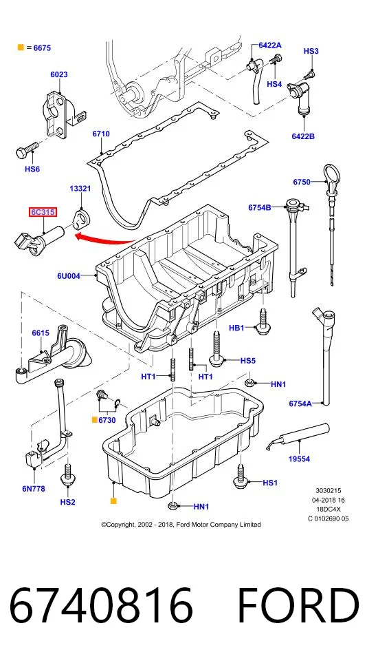 6740816 Ford Sensor de posición del cigüeñal