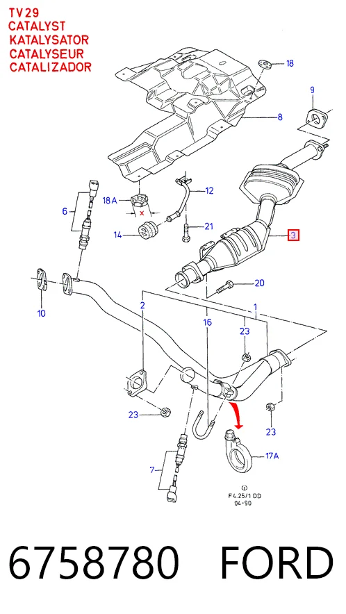 Convertidor catalítico Ford Sierra II