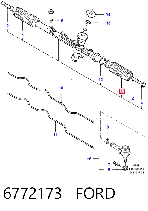 Fuelle de dirección para Ford Mondeo II (BFP)