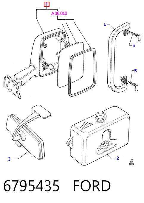 Espejo retrovisor izquierdo Ford Transit  (1977-1986)