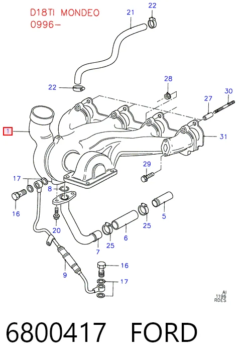 Turbocompresor Ford Escort VII descapotable (ALL) (1995 - 2000) precio, desde 75,50 EUR