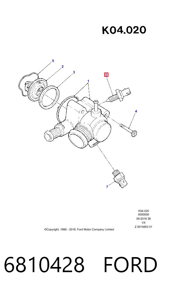 6810428 Ford Sensor temperatura refrigerante